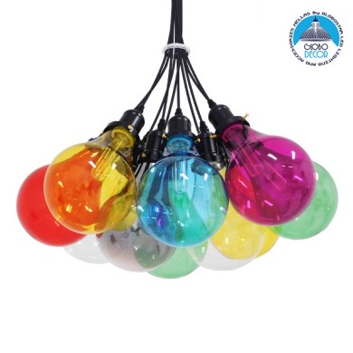 GLOBOSTAR® PARTY 01509 Μοντέρνο Κρεμαστό Φωτιστικό Οροφής με Ντουί 10 x E27 AC 220-240V IP20 - Πολύχρωμο - Μ59 x Π59 x Υ30cm