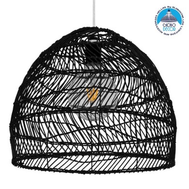 GLOBOSTAR® MALIBU 00969 Boho Κρεμαστό Φωτιστικό Οροφής με Ντουί 1 x E27 AC 220-240V IP20 - Μαύρο - Μ40 x Π40 x Υ35cm
