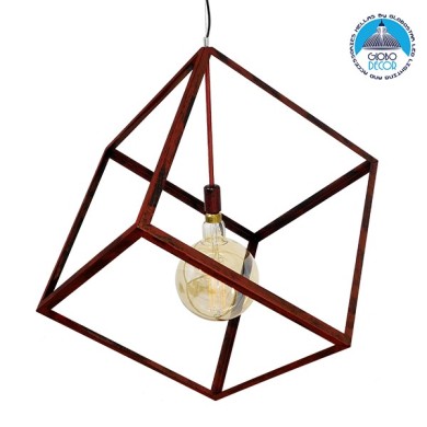 GLOBOSTAR® CUBE 01673 Μοντέρνο Κρεμαστό Φωτιστικό Οροφής με Ντουί 1 x E27 AC 220-240V IP20 - Χάλκινο - Μ70 x Π70 x Υ87cm